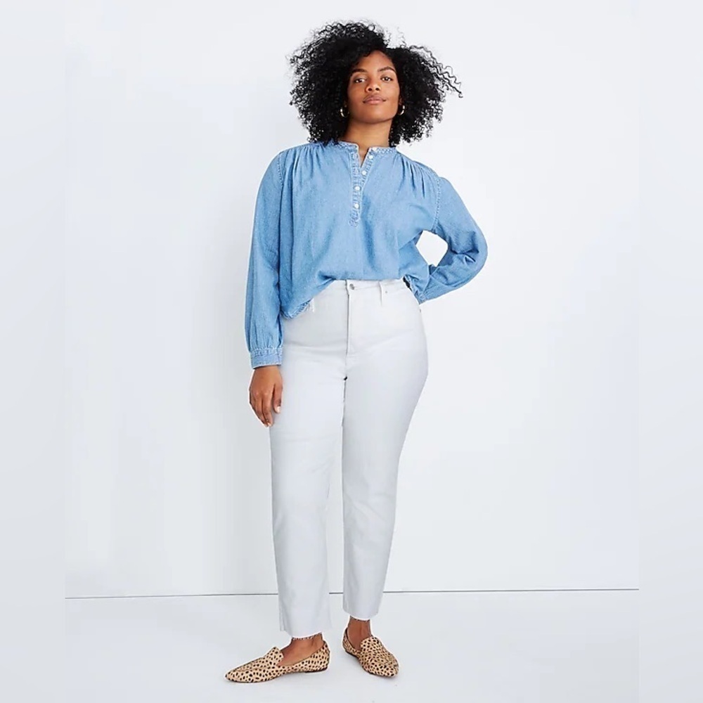 Madewell The Perfect Vintage Crop Jean in Tile White: Raw Hem Edition 32